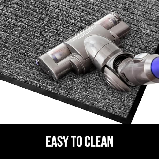 GORILLA GRIP Traffic Guard Door Mat, 72x48, Heavy Duty Welcome Mats, Commercial Office Space Doormat, Waterproof, Fade Resistant, Strong Rubber Backing, Low Profile, Shoe and Boot Scraper, Light Gray