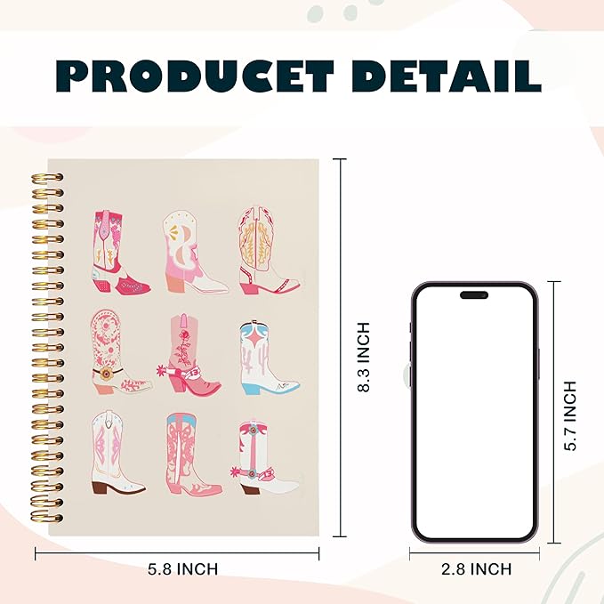 BearCake Western Cowgirl Notebook,Cowgirl Western Gifts for Women,Cute Spiral Journal Notebooks for Women girls ,Western Office Supplies, Western Stuff for Women,Preppy Pink Notebook,Cowgirl Stuff, 5.5x8.3