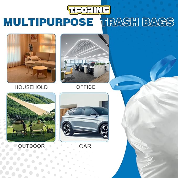 1.2 Gallon Mini Trash Bags Drawstring - 120 Count Thick Small Garbage Bags Unscented,White Trash Can Liners Strong Little Waste Basket Bags 4.5 Liter for Home Bathroom Office Car