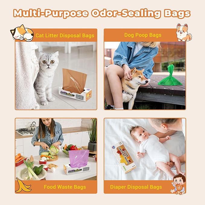Odor Sealing Small Trash Bags Home & Food Use XS-220 Count Disposable Bags, Durable and Unscented (Color:Brown)