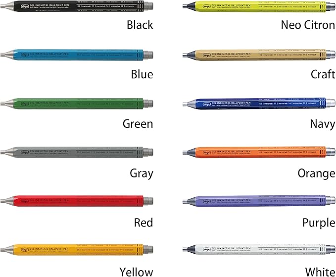 MARK'STYLE days, Gel Ink Metal Ballpoint Pen - 0.5mm Retractable Black Ink, Retro styling Light Weigh Pen, Made in Japan- Perfect for School, Office, and Journaling (Blue)