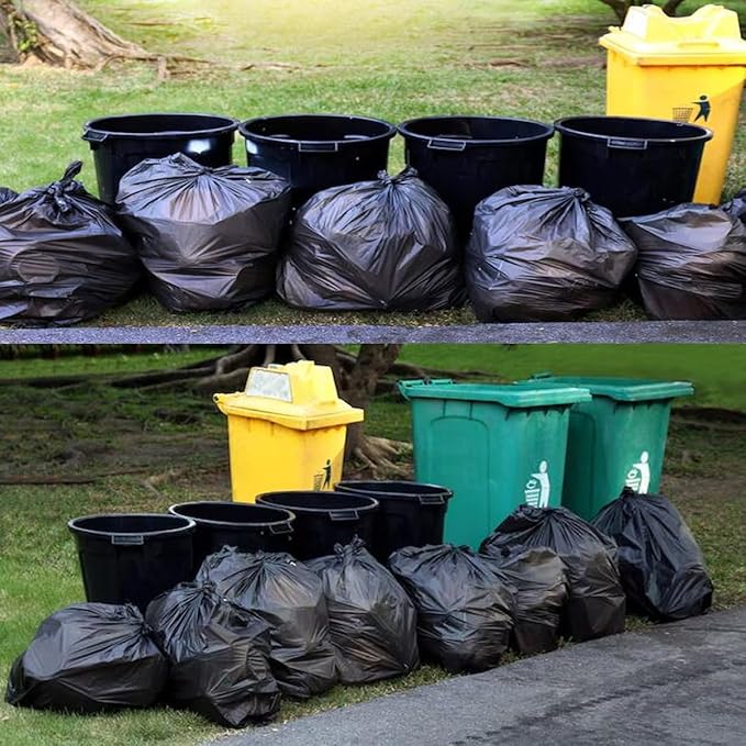 8-10 Gallon Trash Bags, 1000 Count Bulk Value Pack, Black Garbage bags, Multi-purpose Trash Can Bin Liners for Bathroom, Office, Industrial, Commercial, Janitorial, Municipal, Recycling
