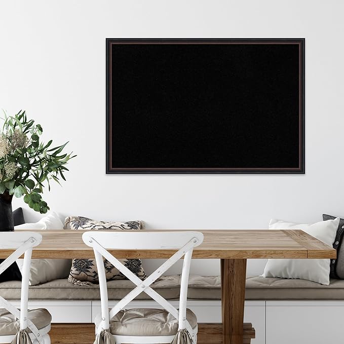 Amanti Art Black Cork Board for Wall, 26x38 Vision Board with Black Wood Frame, Large Corkboard Office Decor for Home Organization, Casual Corkboard Pinboard to Display Items for Home Organization in