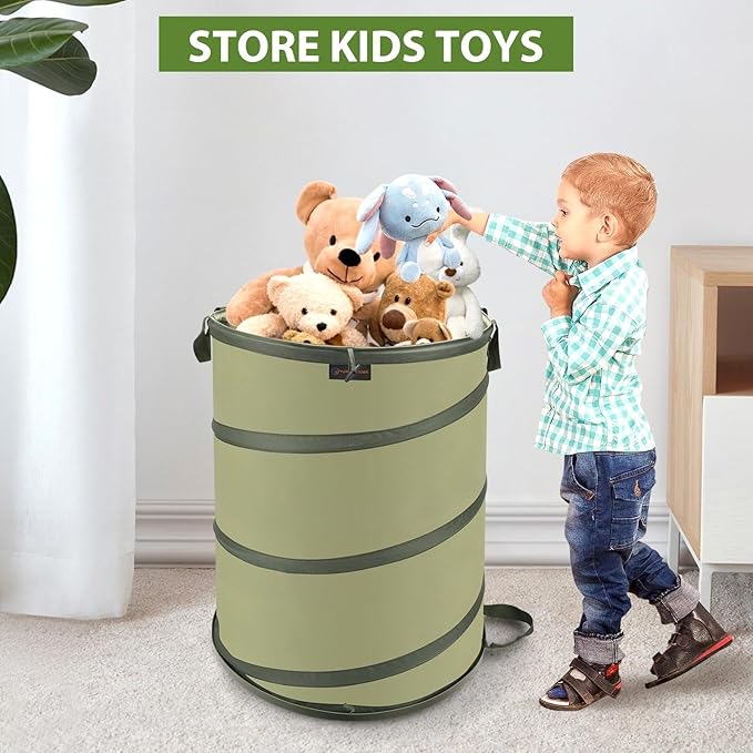 YUDI & GARDEN 45 Gallon Hard Bottom Collapsible Garden Bag|Collapsible Trash Can|Camping Trash Can, for Collecting Weeds or Party and Yard Waste
