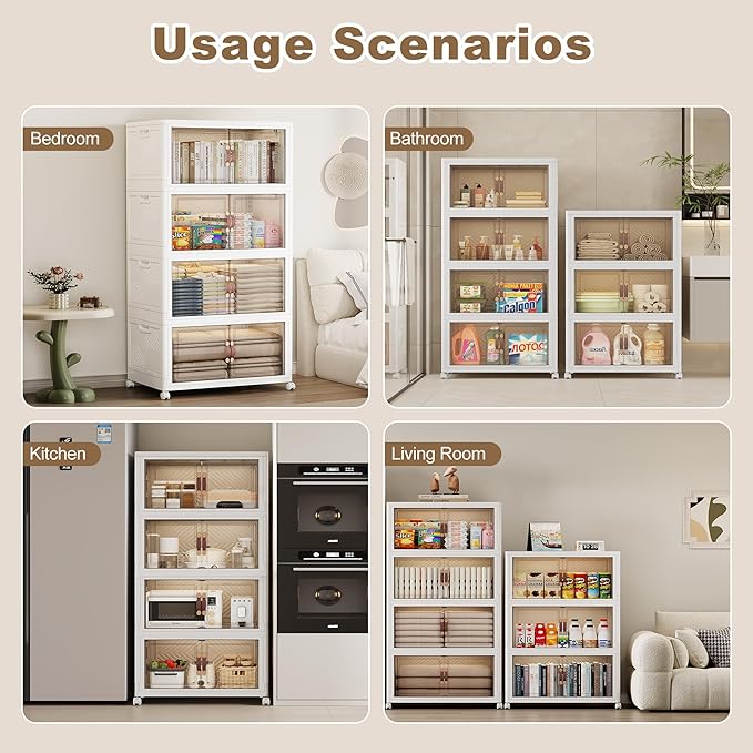 SAILUN 471QT Extra Large Collapsible Storage Bins with Wheels and Lid, Stackable Storage Bins Open Closet Organizers and Storage Storage Containers Drawers,30" L × 19.7" W × 50.4" H(3 Pack)