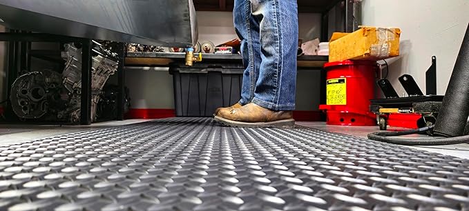 Rhino Mats, American Classic Diamond Anti-Fatigue Mats, Industrial Ergonomic Comfort Standing Mat for Work, Home, Garage, Office, Kitchen or Anywhere (Black 1" Thick, 3 FT. x 4 FT.)