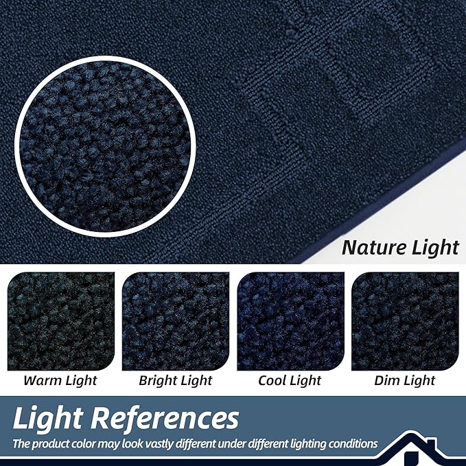 BEQHAUSE Door Mat 32" x 48", Non-Slip Door Mats Indoor Entryway Rugs Washable Low-Profile Absorbent and Stain Resist Floor Mats, Dog Door Mat for Front Back Door, Muddy Wet Shoes & Paws, Navy Blue