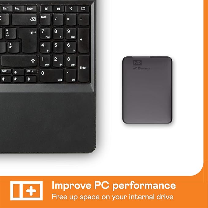 WD 4TB Elements Portable External Hard Drive for Windows, USB 3.2 Gen 1/USB 3.0 for PC & Mac, Plug and Play Ready - WDBU6Y0040BBK-WESN