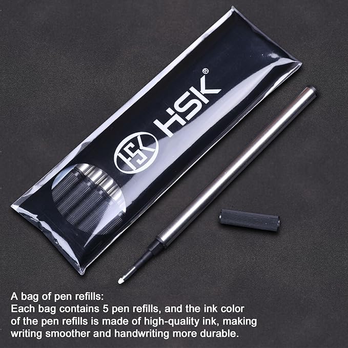HSK Ballpoint Pens Luxury gift Pen Black Refill Line width 0.5mm,Best Ball Pen Gift Set for Men & Women Professional Executive,Office,Nice Pens Classy Gift Box (Black)