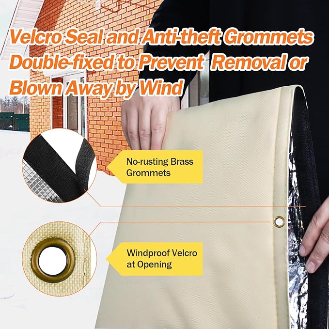 Backflow Preventer Pipe Insulation Cover (5°F) - Irrigation Sprinkler Valve Insulated Pouch - Water Well Pump Cover - Sturdy 5 Layers for Winter Freeze Protection, 22" W x 20" H, Beige