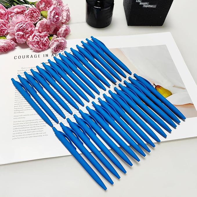 Aozora Pens Bulk 240 Pack Blue Click Pens No Bleed Wholesale Retractable Ballpoint Pens Medium Point,Smooth Ink Pens for Journaling School Office Supplies 1.0MM Blue Ink