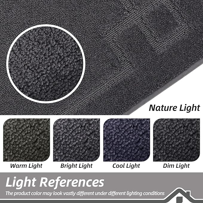 BEQHAUSE Door Mat 32" x 48", Non-Slip Door Mats Indoor Entryway Rugs Washable Low-Profile Absorbent and Stain Resist Floor Mats, Dog Door Mat for Front Back Door, Muddy Wet Shoes & Paws, Dark Grey