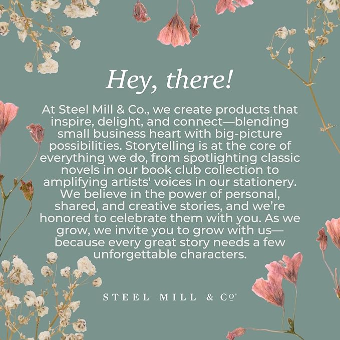 Steel Mill & Co Cute Large Spiral Notebook College Ruled, 11" x 9.5" with Durable Hardcover and 160 Lined Pages, Watercolor Floral (White)