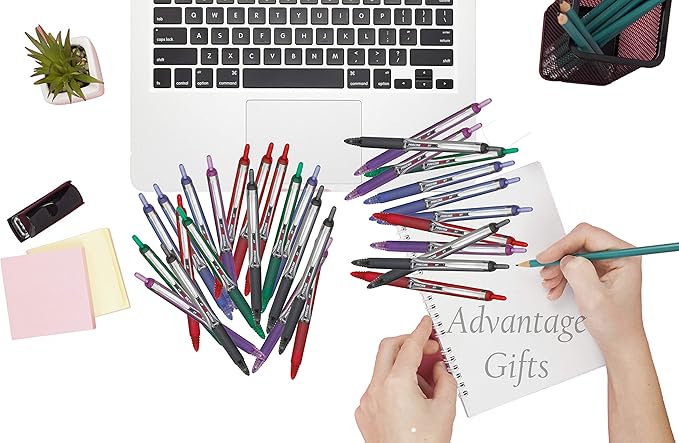 Precise V5 RT Retractable Rolling Ball Pens, Extra Fine Point (.5mm), Assorted Colors Black/Blue/Red Ink, 6-pk; Premium Comfort Grip, Bundle with Plastic Reusable Pouch