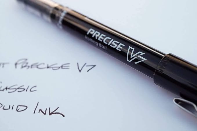 Precise V7 Stick Rolling Ball Pens, Fine Point (.7mm), Assorted Colors Black/Blue Ink, 4-pk; Bundle with Plastic Reusable Pouch
