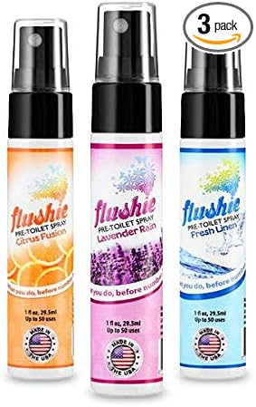 Flushie Pre-Toilet Sprays for Poop Travel Size Toiletries Bathroom Spray for Poop Spray for Toilet Deodorizer Traveling Essentials Poop deodorizer Poop Odor eliminator