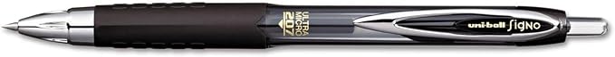 Signo 207 Roller Ball Retractable Gel Pens, Ultra Micro Point (0.38mm), Assorted colors Black And Blue Ink, 3 Count, Bundle with Plastic Reusable Pouch