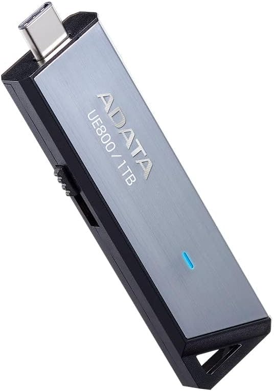 ADATA Elite UE800 1TB USB Type-C USB 3.2 Gen2 Flash Drive Portable SSD Up to 1000MB/s Read/Write (AELI-UE800-1T-CSG), Compatible with iPhone 15 Pro Series/Android/PlayStation 5
