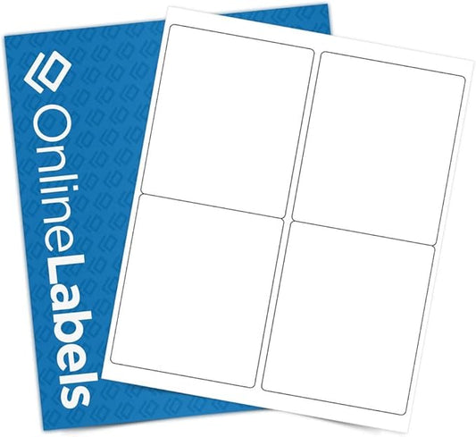 4 x 5 Rectangle Mailing Labels - Permanent, White Matte - Shipping, Wine, Product - Pack of 8,000-2,000 Sheets - Inkjet/Laser Printers - Online Labels