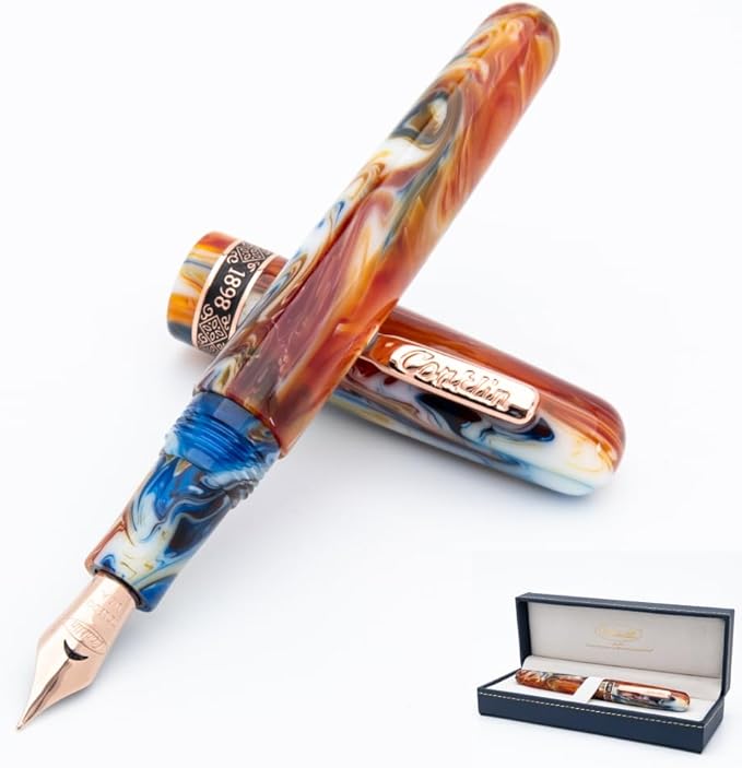 Conklin 1898 Fountain Pen, Misto Orange - Extra Fine Nib | Luxury Writing Instrument with Unique Resin Blend | JoWo Stainless Steel Nib Made in Germany | Ideal for Pen Enthusiasts