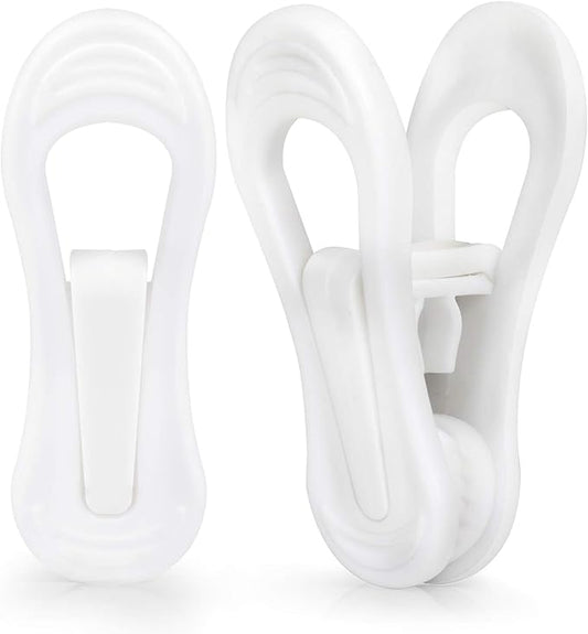 Tinfol White Plastic Hanger Clips, 50 Pack Hanger Clips- Strong Pinch Grip Finger Clips for Plastic Clothes Hangers, Multi-Purpose Hangers Clips