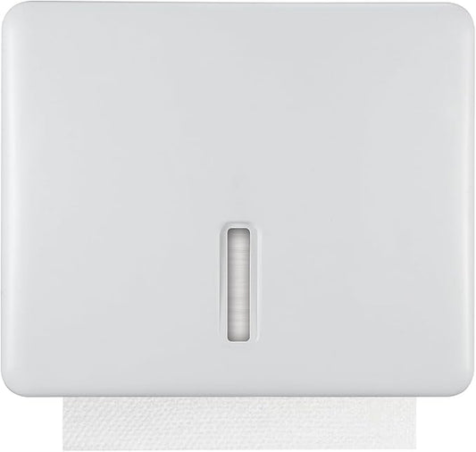 Multifold Paper Towel Dispenser Wall Mount (White) – Large Capacity C-Fold, Trifold, and Folded Commercial Hand Towels Holder for Bathroom & Restroom – Adhesive or Screw Mounted