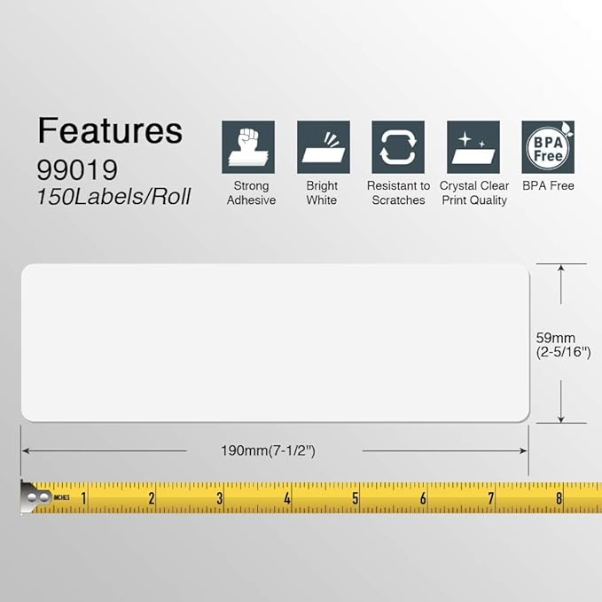 BETCKEY - Compatible DYMO 99019 (2-5/16" x 7-1/2") Large Lever Arch File Labels, Compatible with DYMO Labelwriter 450, 4XL, NOT Fit 550 & 5XL [6 Rolls/900 Labels]