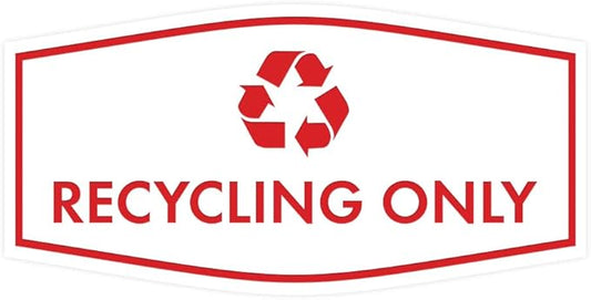 Fancy Recycling Only Sign (White/Red) - Large