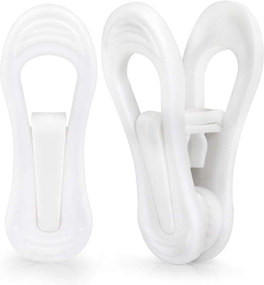 Tinfol White Plastic Hanger Clips, 24 Pack Hanger Clips- Strong Pinch Grip Finger Clips for Plastic Clothes Hangers, Multi-Purpose Hangers Clips