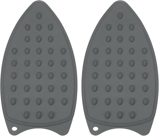 PATIKIL Silicone Iron Rest Pad, 2 Pcs Multipurpose Hot Heat Resistant Iron Rest Plate Protective Pad for Ironing Board Hot Resistant Steamer Steam Compact Mat, Gray