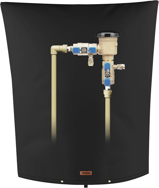 Backflow Preventer Pipe Insulation Cover (5°F) - Irrigation Sprinkler Valve Insulated Pouch - Water Well Pump Cover - Sturdy 5 Layers for Winter Freeze Protection, 20" W x 26" H, Black