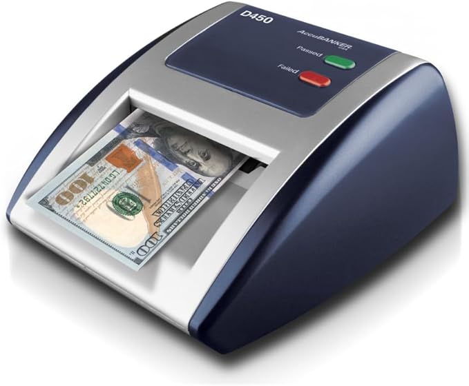 AccuBANKER D450 5-Point Counterfeit Bill Checker & Money Detector Machine w/Infrared Magnetic Watermark & Micro Printing Detection, Retail Grade - UL Listed (Pack of 2)