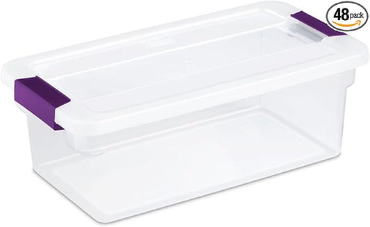 Sterilite 48-Pack ClearView Latch Box, Stackable Storage Organizer Bins for Home, 6 Quart