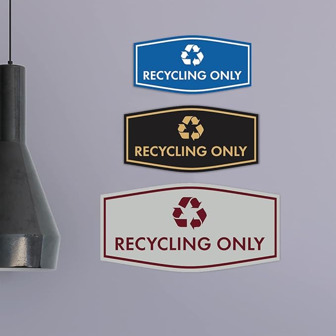 Fancy Recycling Only Sign (Brushed Gold) - Small
