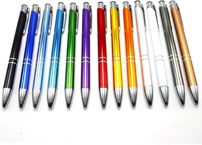 Stylish quality metal ballpoint Pens, black ink, soft writing experience (Multiple body colours (13 colours per pack))
