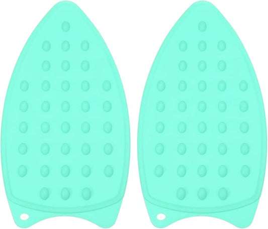 PATIKIL Silicone Iron Rest Pad, 2 Pcs Multipurpose Hot Heat Resistant Iron Rest Plate Protective Pad for Ironing Board Hot Resistant Steamer Steam Compact Mat, Lake Blue