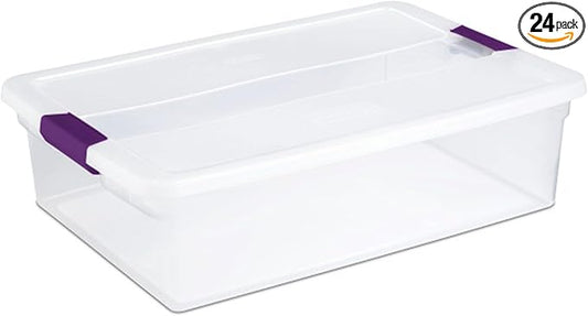 Sterilite 24-Pack ClearView Latch Box, Stackable Storage Organizer Bins for Home, 32 Quart