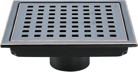RANDOM Oil Rubbed Bronze Shower Drain Square 6 Inch Shower Floor Drain Grate & Removable Hair Strainer 304 Stainless Steel Shower Drain Cover Bathroom Accessories.RD98738-ORB