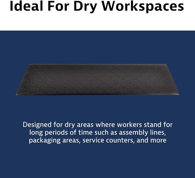 Notrax 411 Sof-Tred™ 2' x 60' x 3/8" Anti Fatigue Mat, Enhanced Slip Resistance with Beveled Edges and Pebbled Surface, Ideal for Industrial and Commercial Workplaces, Black, 411R0324BL