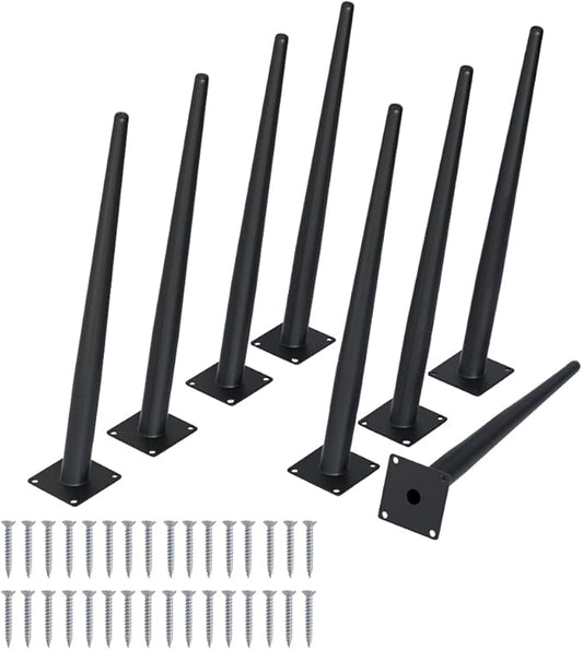8PCS 16 Inch Matte Black Tapered Angled Legs for Furniture, Metal Mid Century Mordern Feet, Heavy Duty Slanted Stand Legs Kit for Couch, Coffee Table, Desk, Dresser, Sofa, Chair
