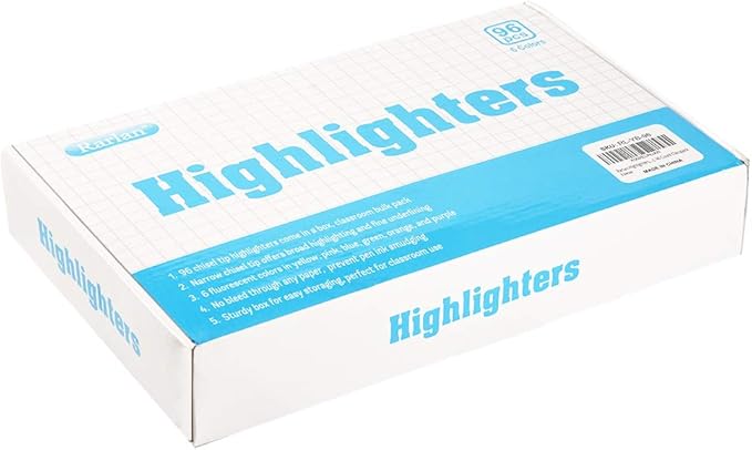 Highlighters, Chisel Tip, Assorted Fluorescent, 96 Count Bulk Pack