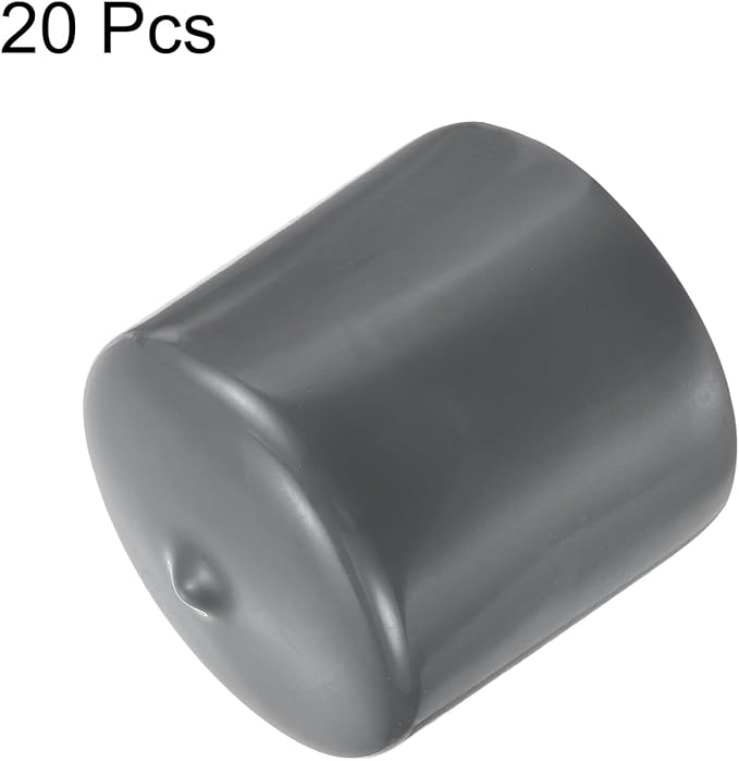 uxcell 20pcs Rubber End Caps 41mm ID Vinyl Round Tube Bolt Cap Cover Thread Protectors Dark Grey