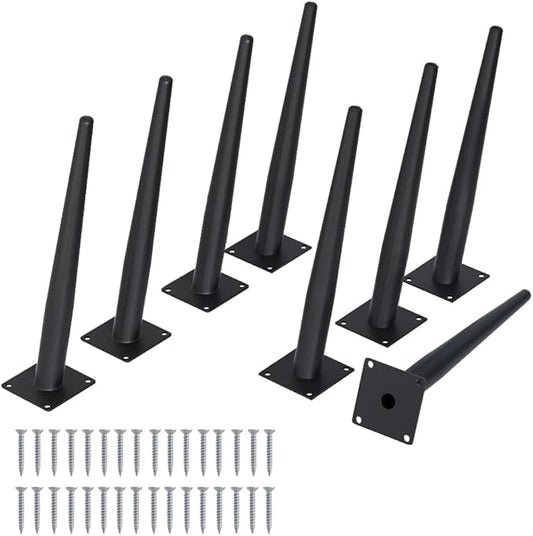 8PCS 12 Inch Matte Black Tapered Angled Legs for Furniture, Metal Mid Century Mordern Feet, Heavy Duty Slanted Stand Legs Kit for Couch, Coffee Table, Desk, Dresser, Sofa, Chair