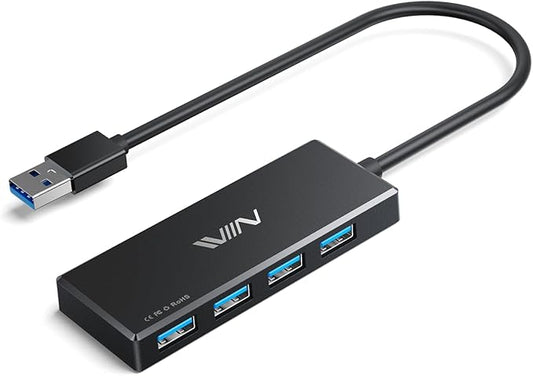 USB 3.0 Hub,4 Port USB Splitter Extender Portable Adapter Multiport Data Hub for Laptop,Xbox, Flash Drive,HDD,Console,Camera,Keyborad,Mouse Windows,Mac OS PC,Not Designed to Charge Devices-Black