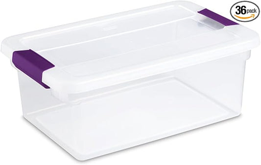 Sterilite 36-Pack 15 Quart Clearview Latch Box, Stackable Organizer Bins with Latching Lids - Clear Plastic Organization Containers for Closet, Bedroom, Shelving Units and Everyday Home Storage