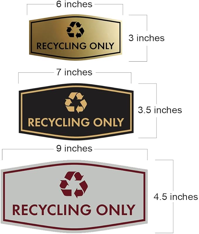 Fancy Recycling Only Sign (Black) - Medium