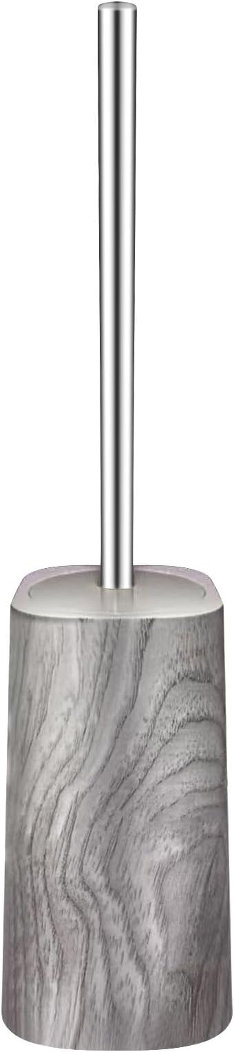 Marble Colored Toilet Brush and Holder Set,Stainless Steel Long Handle and Marble Colored Base for Bathroom Deep Cleaning，Space Saving for Storage，Drip-Proof，Grey
