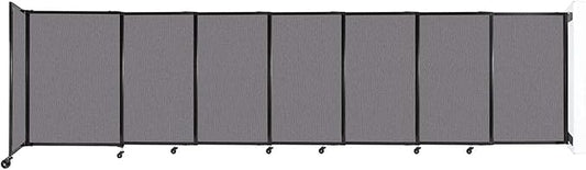 Wall-Mounted Sliding StraightWall Room Divider | Adjustable Widths | Locking Wheels | Room Separator | Up to 15'6" Wide x 4' Tall Slate Fabric Panels