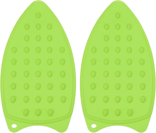 PATIKIL Silicone Iron Rest Pad, 2 Pcs Multipurpose Hot Heat Resistant Iron Rest Plate Protective Pad for Ironing Board Hot Resistant Steamer Steam Compact Mat, Green