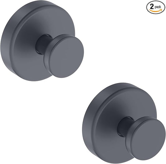 Suction Cup Hooks for Shower, Removable Towel Hooks for Bathroom Window Glass Door Wall, Bath Robe Looafh Hook for Hanging - 2 Pack, Grey